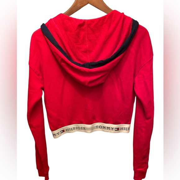 Tommy Hilfiger Cropped Red Hoodie Sweater Red Size XS - Picture 2 of 6